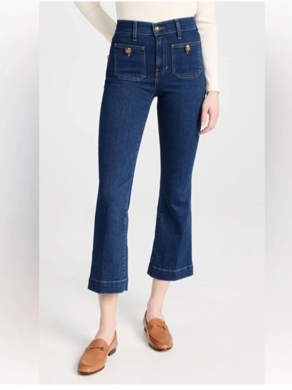 Veronica Beard NWOT High Rise Ankle Flare Jeans with Patch Pockets $298 Retail